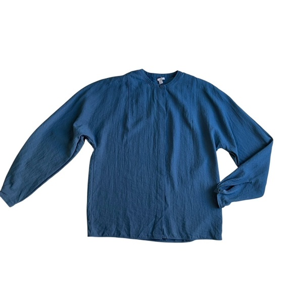 COS long sleeve lightweight rayon blend round neck button front teal tunic top 8 - Picture 11 of 13